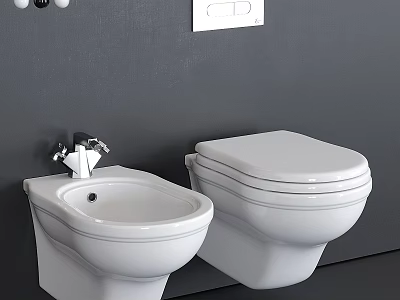 Sleek Modern Wall Mounted White Toilet Design With Ceramic Finish And Clean Lines 3d model
