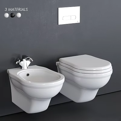 Sleek Modern Wall Mounted White Toilet Design With Ceramic Finish And Clean Lines 3d model