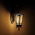 Ornate Vintage Style Wall Lamp With Metal Bracket And Glass Shade