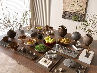 Modern Ornaments Combination Vase Ornaments Art Ornaments Dining Table Ornaments Tea Set Tea Table Ornaments Book Vase Ornaments 3d model