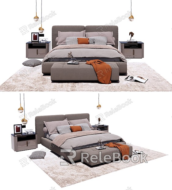 Modern Double Bed Bed Nightstand model