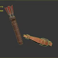 Traditional Archery Weapon With Red Arrows Brown Quiver And Orange Straps