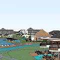 Scenic Vacation Villa Community with Riverside Green Area and Tennis Court
