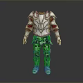 Shiny Metallic Full Body Knight Armor With Intricate Chest Plate And Red Arm Details