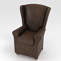Brown Leather Single Sofa With Comfortable Upholstered Armrest And High Back