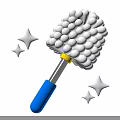 Household Cleaning Brush With Blue Handle And White Sponge Head For Sparkling Surfaces