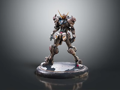 Smart Machine Mech Robot Figure With Metal Armor Standing On Display Base 3d model