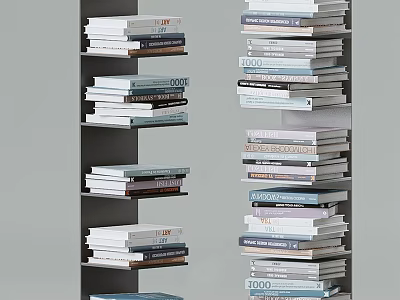 Modern Home Bookshelf Design With Multiple Open Shelves And Organized Books 3d model