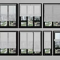 Stylish Modern Window Blinds Installed On Multiple Windows With Urban Views 3d model