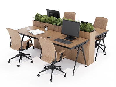 Modern public office desk and chair combination model