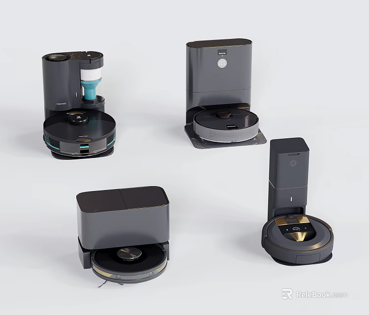 Smart Machines Robotic Vacuum Cleaners Featuring Charging Docks And Dust Collection Systems 3d model 