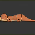 Cartoon Otter Toy Figure With Orange Segmented Body And Cute Design On Dark Reflective Background