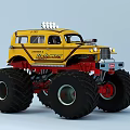 Yellow Ultimate Monster Truck With Large Tires And Roof Lights Design