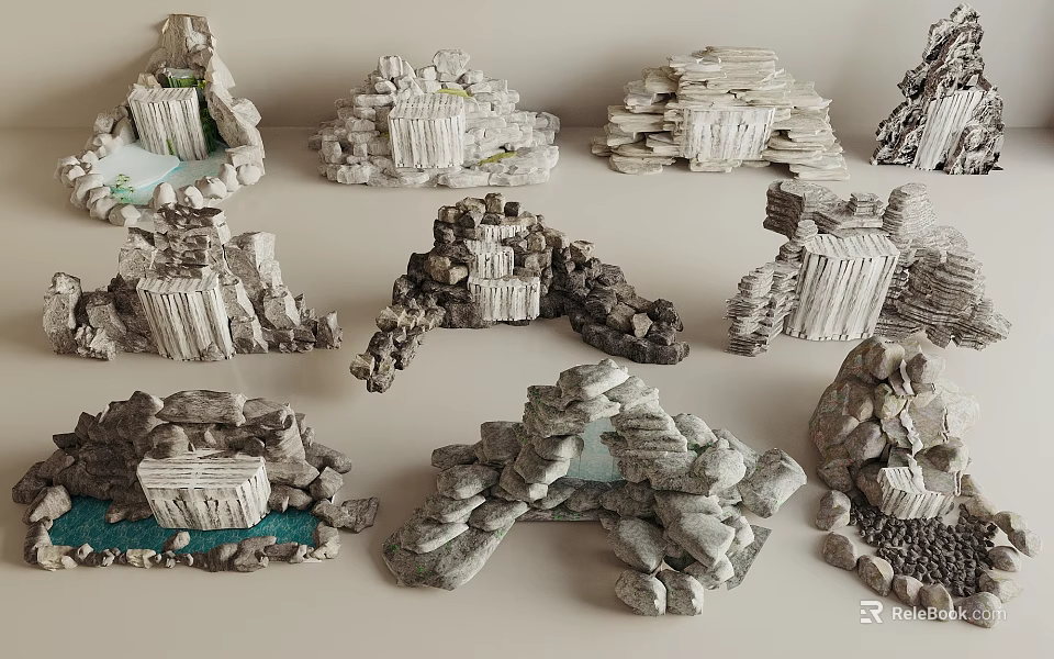 Artistic Rockery Stones With Unique Shapes And Natural Textures For Garden Landscape Decoration 3d model 