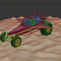 Red Dune Buggy Off Road Vehicle With Large Tires Unique Body Design On Sand Terrain