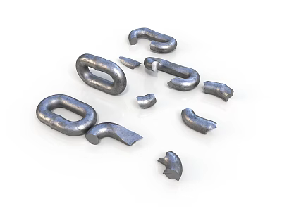 Sturdy Metal Connecting Rings And Hooks Featuring U Shaped And C Shaped Design 3d model