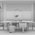Modern Dining Table and Chair Combination 3d model