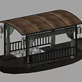 Traditional Style Boat With Thatched Roof Curtains Lanterns And Beds