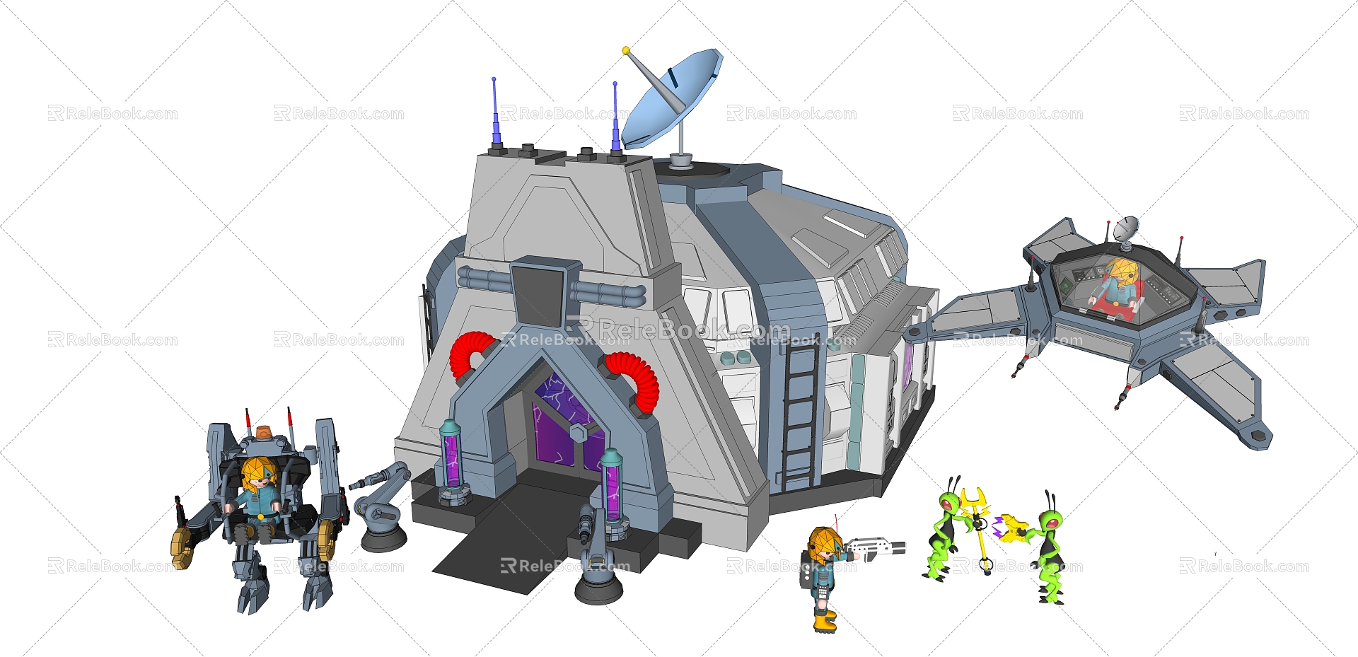 Sci-fi children's equipment Modern play equipment 3d model