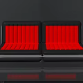 Modern Car Seats With Red Cushions Black Trim And Metal Base Reflective Surface