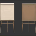 Two Art Easels With White And Brown Canvas Boards On Metal Stands