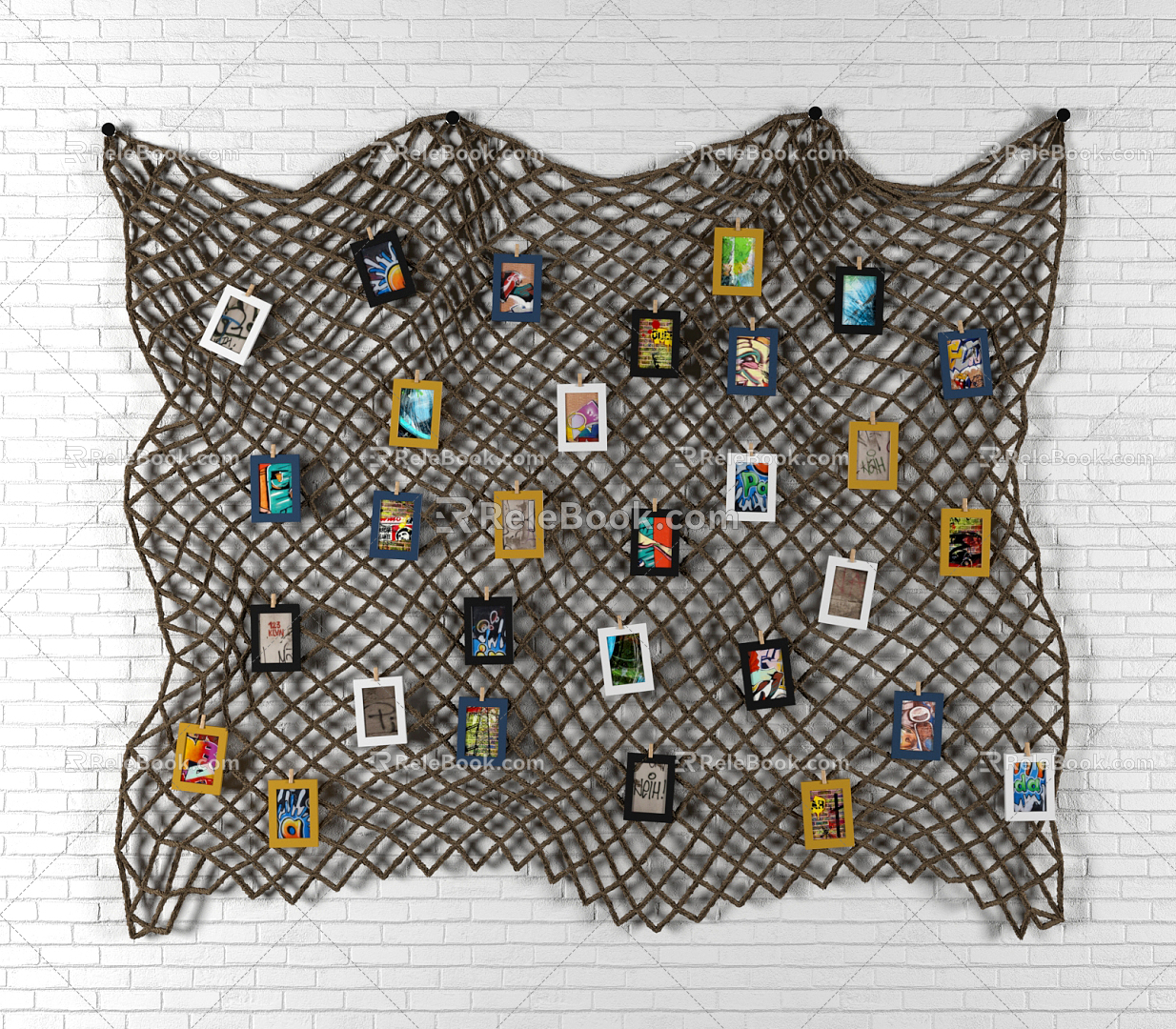 Nordic Photo Wall Fishing Net Photo Wall 3d model