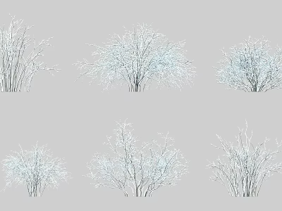 Various Snow Covered Shrub Types In Winter Outdoor Garden Settings 3d model