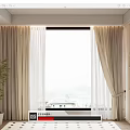 Elegant Beige And White Sheer Curtains For Modern Living Room Window With Plant