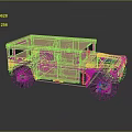 Light Brown Military Style Off Road Vehicle Model With Large Wheels And Riveted Body