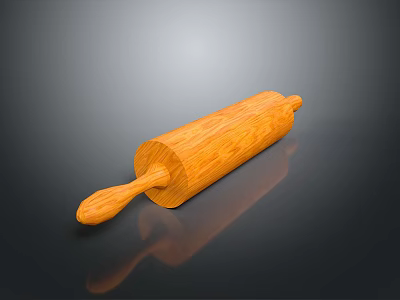 Wooden Rolling Pin With Smooth Surface And Ergonomic Handle On Black Background 3d model