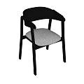 Modern dining chairs with armrests black frame light cushion design 3d model