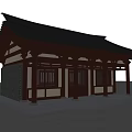 Traditional Chinese Ancient Building With Eaves Roof Stone Brick Wall And Wooden Structure