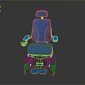 Blue Electric Wheelchair With Backrest Armrests Control Panel Wheels And Footrests On Gray Background