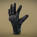 Black Protective Gloves With Textured Palm Separated Fingers Yellow Accent And Adjustable Wrist Strap