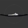 Modern White Warship With Sleek Design Sailing On Dark Water Surface 3d model