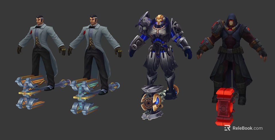 Game and Movie Character Designs Featuring Mechanical Armor Coat Suits and Components 3d model