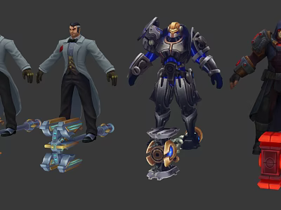 Game and Movie Character Designs Featuring Mechanical Armor Coat Suits and Components 3d model