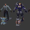 Game and Movie Character Designs Featuring Mechanical Armor Coat Suits and Components 3d model