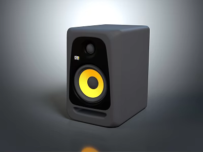 Stylish Black Audio Speaker With Yellow Circular Woofer And Modern Sleek Design 3d model