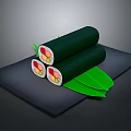 Delicious Sushi Rolls With Green Nori And Colorful Ingredients On Black Mat