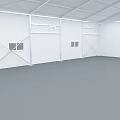 Spacious White Tent Interior With Metal Frame Structure Small Windows And Gray Floor