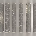 Modern Cylindrical Room Dividers with Gray Finish and White Textured Patterns