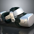 Sleek Silver Black VR Headset With Ergonomic Head Strap And Comfortable Fit 3d model