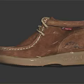 Brown Leather Ankle Boots With Lace Up Design And Light Brown Soles