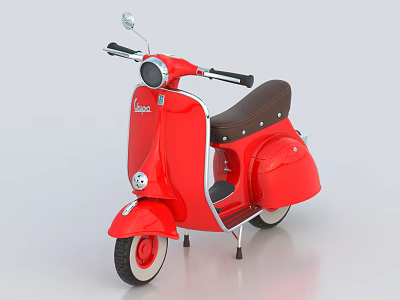 Vintage Red Motorcycle With Classic Design Brown Seat And White Wall Tires 3d model