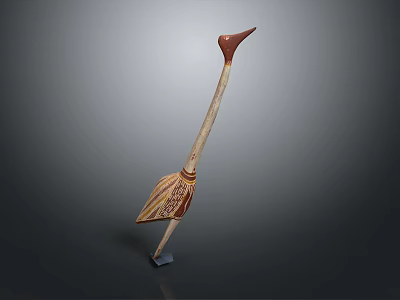 Handcrafted Wooden Art Piece With Long Neck Bird Head And Carved Arrow Detail 3d model