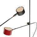 Modern Floor Lamp With Round Shade Black Red Color Stylish Design