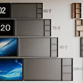 Modern TV Wall Design With Different Sizes Flat Screen TVs And Side Shelves