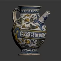 Decorative Ceramic Pitcher With Colorful Floral And Geometric Patterns For Home Use 3d model