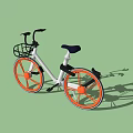 Stylish White Bicycle With Black Seat Front Basket And Orange Wheels Under Blue Sky